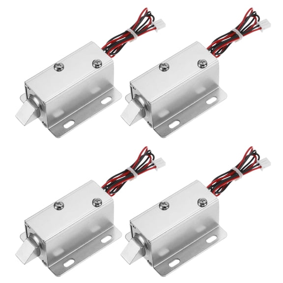Uxcell DC 12V 1.1A Electromagnetic Solenoid Lock Mini Door Drawer Tongue Down Design Magnetic Lock Function 4Pcs