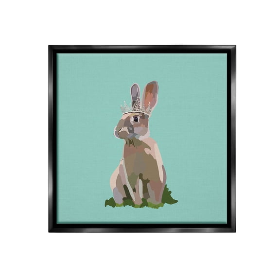 Stupell Industries Rabbit with Royal Crown Animals & Insects Painting Black Floater Framed Canvas Art Print Wall Art, 18 x 18