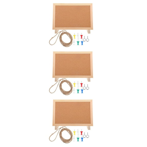 Hemoton 3-Pack Mini Cork Bulletin Boards with Frames and Stands, Desk Pin Boards for Office, Dorm Room, Home, Decorative Message Boards