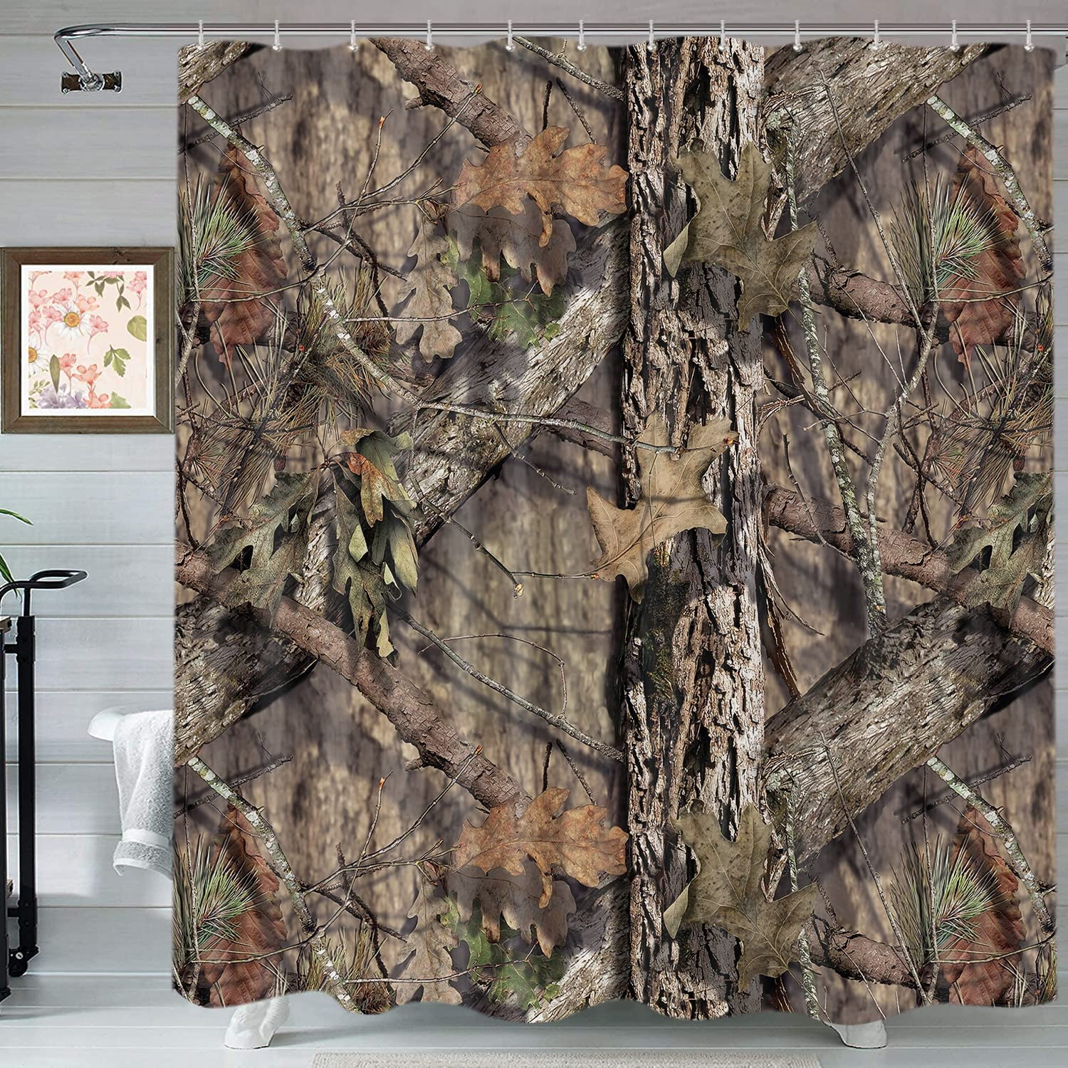 SPXUBZ Camo Hunting Shower Curtain Set for Bathroom, Rustic Camouflage