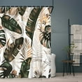 thumbnail image 3 of SUNOLIFE Tropical Plants Shower Curtain,Green Palm Leaves Waterproof Fabric Bathroom Curtain with Hooks,72x72 in, 3 of 5