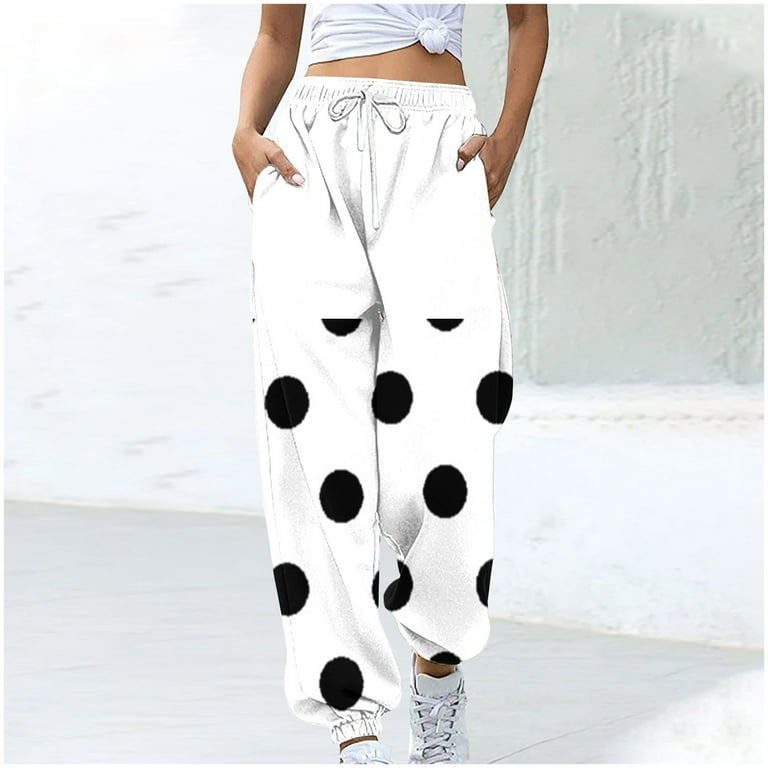 Annhoo High Waisted Sweatpants for Women Polka Dots