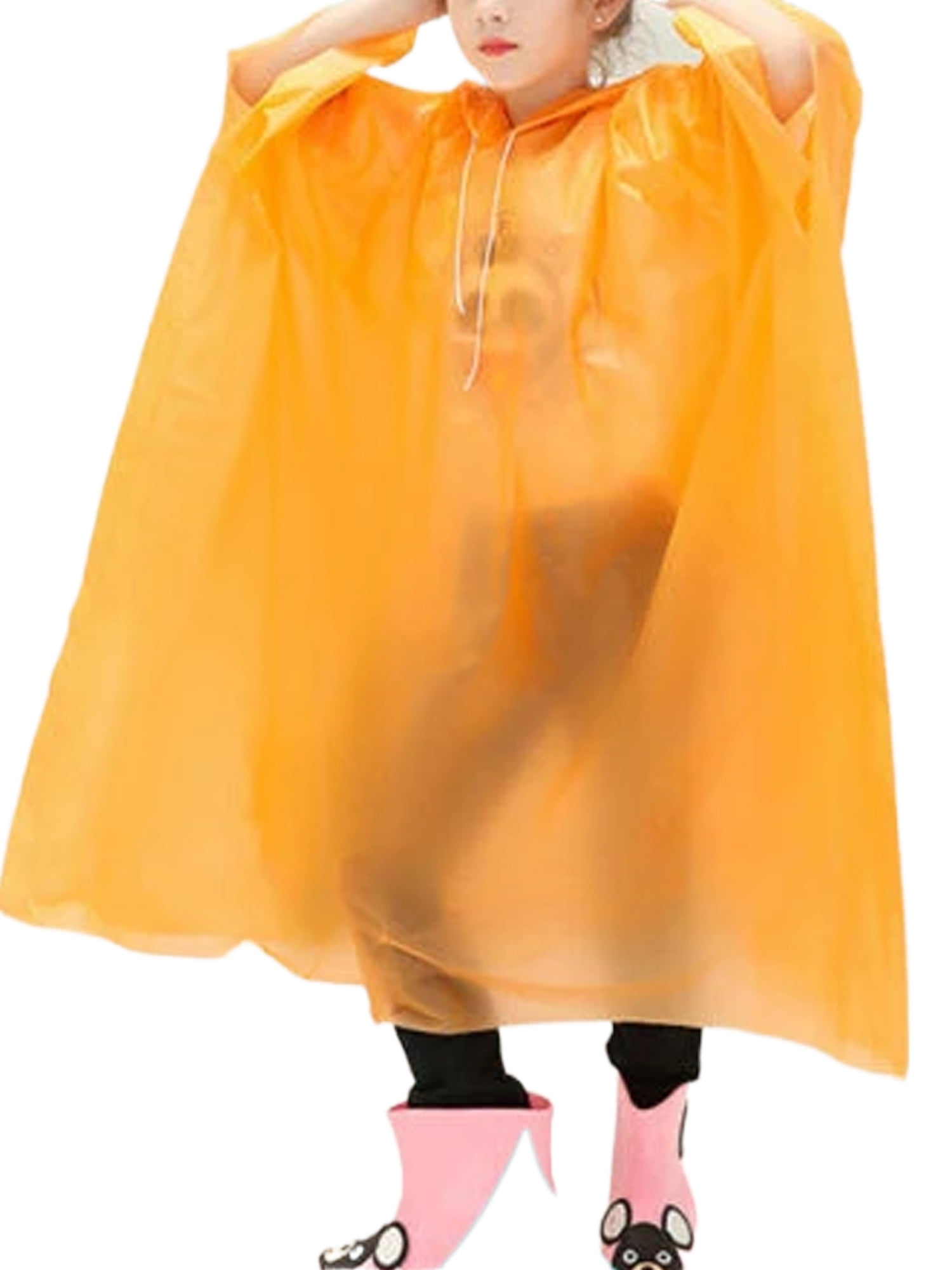 Kids Boy Girl Hooded Raincoat See Through Waterproof Raincoat Long Rain