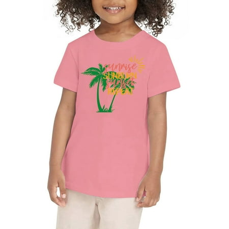 

Jackets for Girls Tee Summer Coconut Tree Sunset Beach Hawaii Short Sleeve Tropical Jackets for Girls