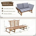 thumbnail image 3 of YUONAO Outdoor Convertible Sofa Couch, Acacia Wood Patio Couch with Adjustable Armrests, Removable Cushions & Pillows, Modern Outdoor Seating for Porch, Garden, Deck, Poolside(Grey), 3 of 7
