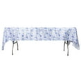 Efavormart 60"x102" White Blue Chinoiserie Floral Print Seamless Satin ...