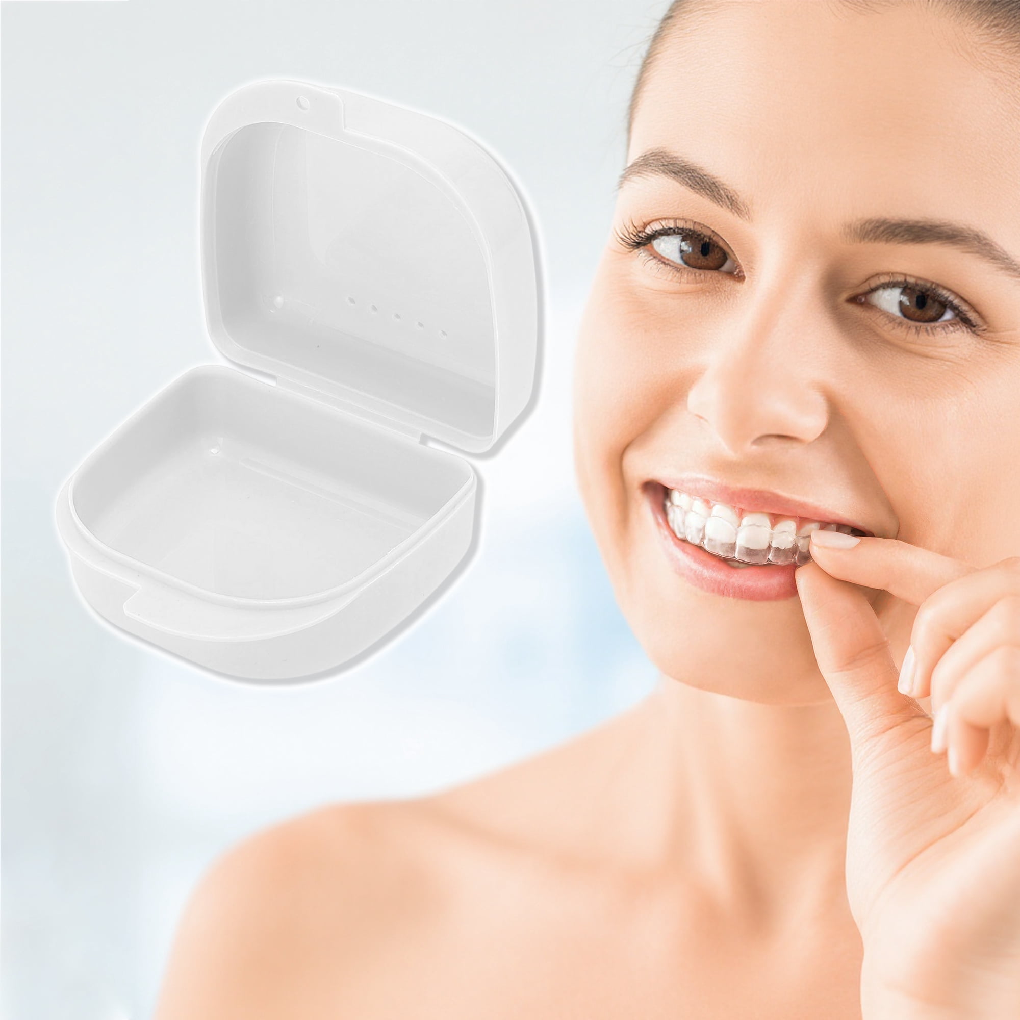 Unique Bargains Strapless Hole Portable Retainer Case Braces Box 1 Pc White