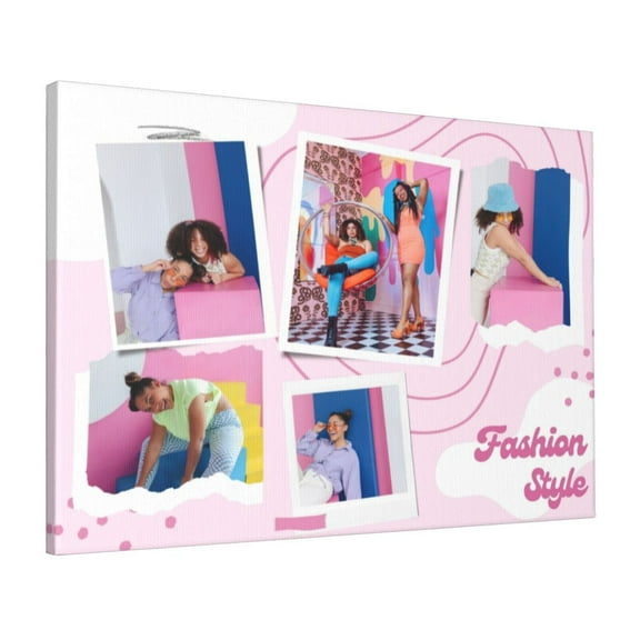 Custom Canvas Prints Pink Colorful Fashion Style Personalized Photo Image Collage DIY Framed Kit Wall Art Picture Room Decor 16x20 inch