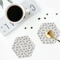 thumbnail image 4 of Lsque Hand Drawn Squirrel Pattern 4" Drink Coasters Set of 4, PVC Leather Absorbent Coasters, Table Coaster Set Decorative Coffee Cup Coasters Housewarming Gift -Hexagon, 4 of 6