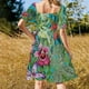 thumbnail image 5 of Vestido de manga corta de orquídeas pintadas en seda vestidos verano mujer Vestidos Vestido, 5 of 7