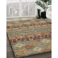 thumbnail image 3 of Ahgly Company Machine Washable Indoor Round Abstract Camel Brown Area Rugs, 7' Round, 3 of 7