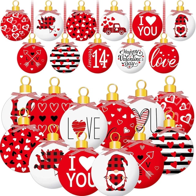 Decoraciones para el día de San Valentín Adornos colgantes para el árbol del día de San Valentín Adornos de madera Adornos para el día de San Valentín Enanitos de corazón Adornos huecos para el día de