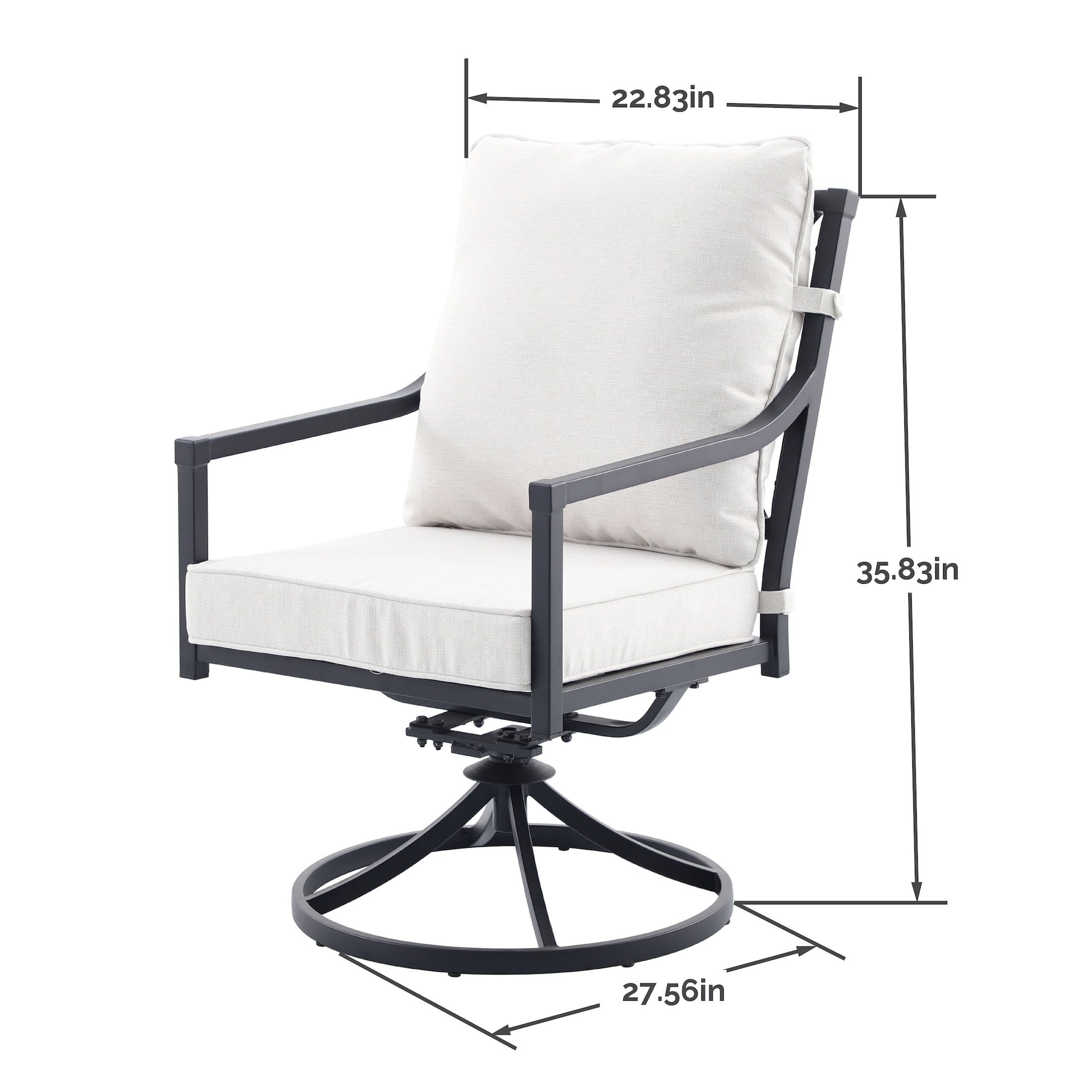 My Texas House Cambria Swivel Outdoor Dining Chair - Set of 2, Black