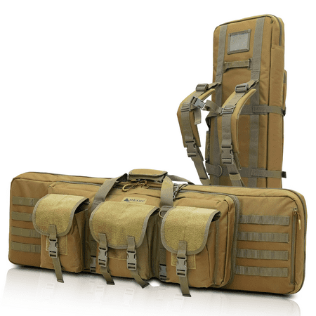 MADOG 40 Double Rifle Case Soft Storage Bag Carrying Backpack With Lockable Zipper for Outdoor Tan