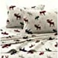 thumbnail image 3 of Tribeca Living PLRE170SHEETQU Plaid Moose Printed Flannel Deep Pocket Sheet Set, Multicolor, Queen, 3 of 3