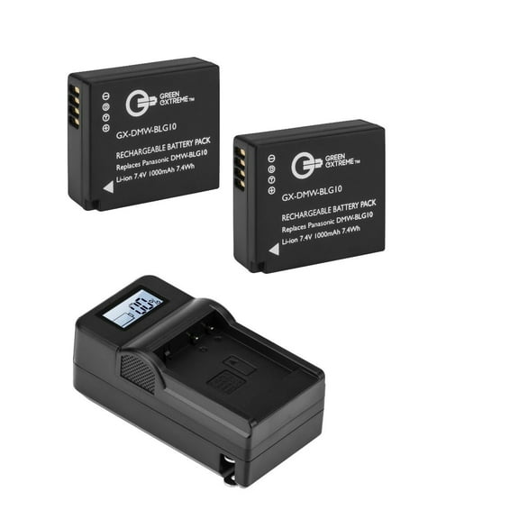 Green Extreme 2 Pack DMW-BLG10 Lithium-Ion Rechargeable Battery Pack (7.4V 1000mAh) and Compact Smart Charger Kit