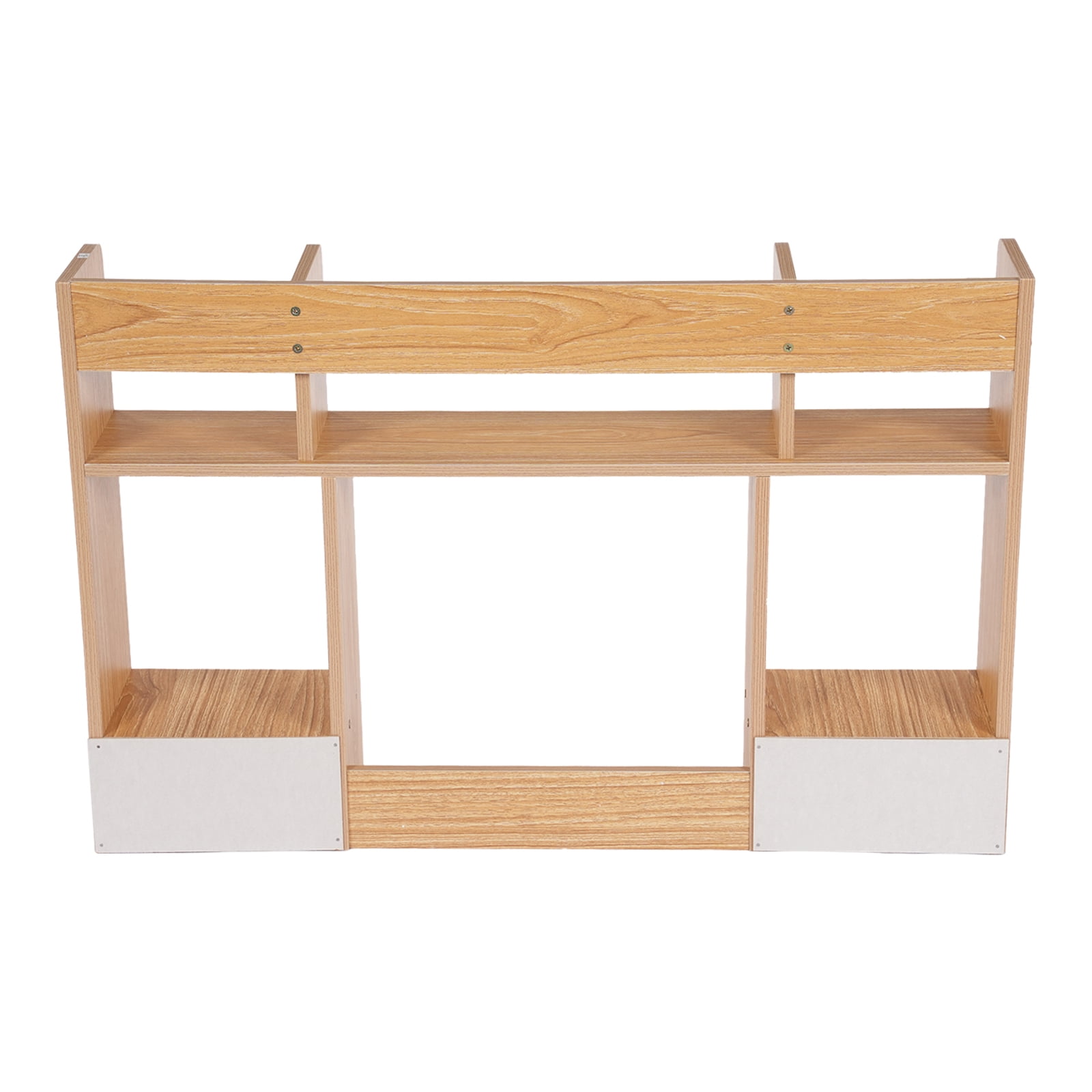 2 Drawers Desktop Storage Shelf Rack Office&Home Desk Hutch Books Display Shelf Rack Desk Shelf Desk Storage Organizer Bookshelf Wood Desk for Computer Desk - Rubber Wood Color