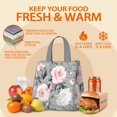 thumbnail image 5 of Pioneer Flower Floral Print Pattern Insulated Lunch Bag for Women & Adults,Large Portable Soft Cooler Lunch Bag,Thermal Food Storage Tote with Pearl Cotton,8.66L,8.75x5.75x9.5 Inch, 5 of 6