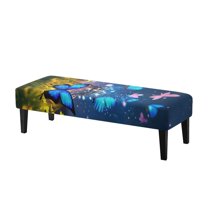 Whosucclay Butterfly Bottle Grass Galaxy Print Rectangle Bench Covers, Comfortable Dining Bench Slipcover Easy to Clean Bench Seat Furniture Protector Stain Resistant Bench Cushion Cover