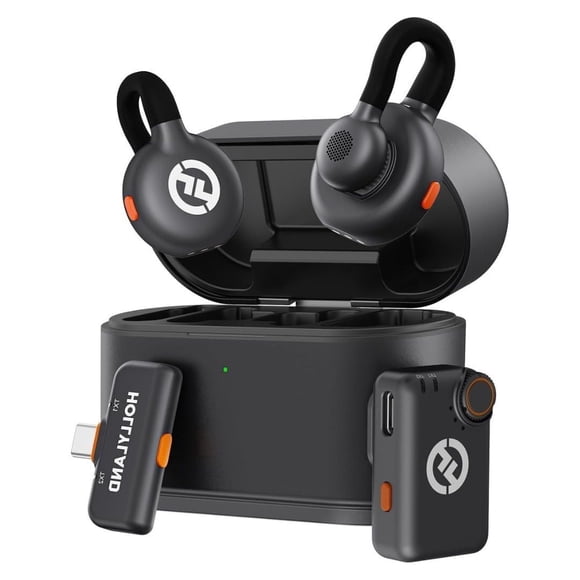 Refurbished Hollyland Lark M2S Mini Combo Wireless Lavalier Microphone System, Titanium Clip-On, 2.4 GHz Digital, 30 Hours Battery Life, Space Gray