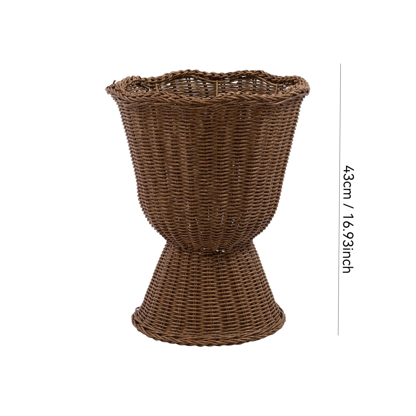 16" Woven Resin Urn Planter, Decorative Rattan-Style Wicker Flower Pot with Waterproof Lining for Indoor Outdoor Home Decor