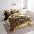 thumbnail image 2 of Castle Fairy Vintage Steam Train Bedding Comforter Set 7 Pieces for Boys, Blueprint Print Full Bedding Set for Bedroom, Brown Beige,Black Reversible, 2 of 7
