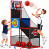 JoyStone 3-in-1 Basketball Arcade Game for Kids, Indoor Outdoor Basketball Hoop with Electronic Scoreboard, LED Lights, 4 Balls, Sports Toy for Boys Girls