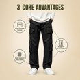 thumbnail image 2 of Cargo Pants For Men Casual Wide Leg Relaxed Fit Tactical Work Pants Mens Fall Fashion Elastic Waist Drawstring Long Trousers With Mult Pockets, 2 of 4