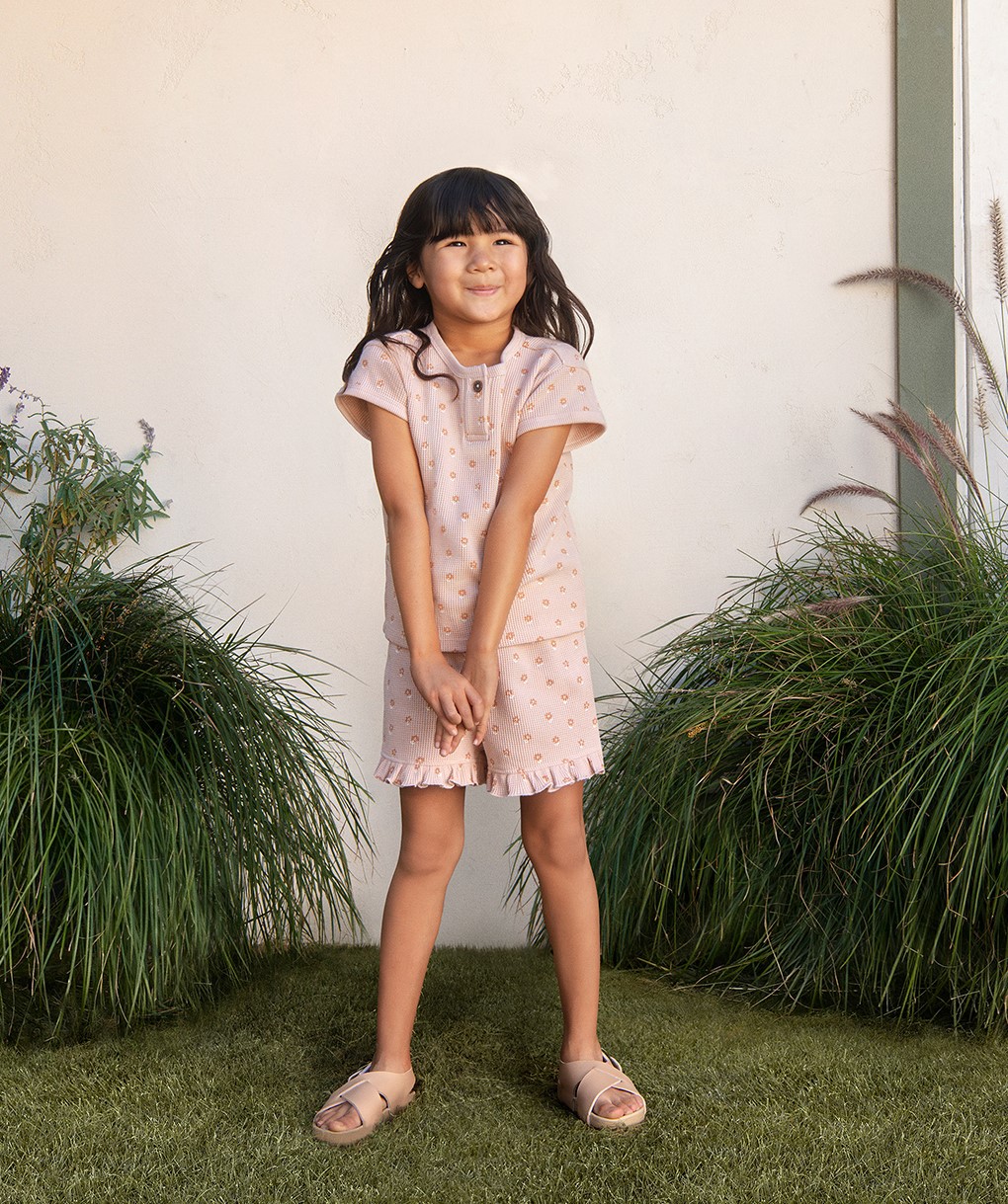 easy-peasy Toddler Girl Short Sleeve Waffle T-Shirt, Sizes 18M-5T