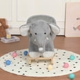 thumbnail image 6 of DIPU-Home Elephant Ride-On Rocking with Lullaby Song, Hand Puppets, Safety Belt, Plush Rocking Horse for Ages 1-3, Interactive Kids Rocker, Gray, 6 of 7