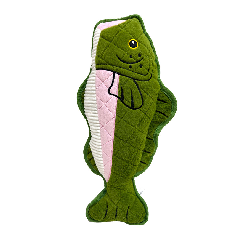 Vibrant Life Green Trout Plush Dog Toy with Squeaker, Chew Level 4