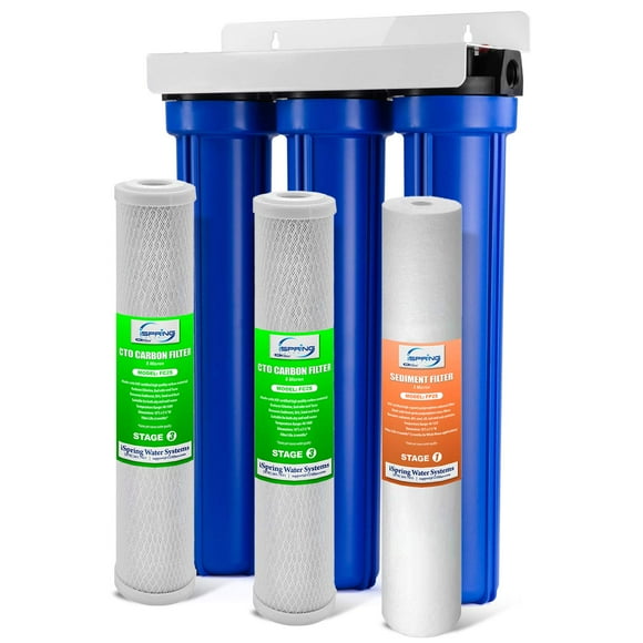 iSpring Whole House Water Filter System w/ 20†x 2.5†Sediment & Carbon Water Filters, 3-Stage Whole House Water Filtration System, Model: WCB32O