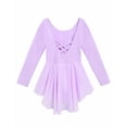 thumbnail image 3 of Oudiya Girls Ballet Dance Dress Long Sleeve Criss Cross Back Skirted Leotard Dancewear Purple for 6-7Y, 3 of 10