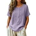 thumbnail image 2 of Summer Tops for Women Fashionable Casual Solid Color Pleated Cotton And Linen Tops Shirts Cute Summer Tops1 PC, 2 of 4