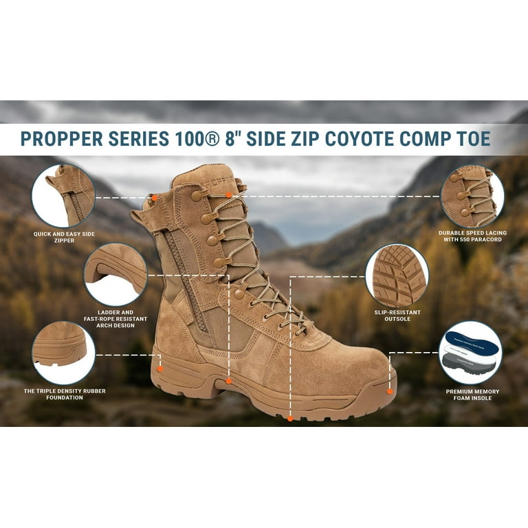 Propper Men's Series 100 Side Zip Comp Toe Coyote Boot