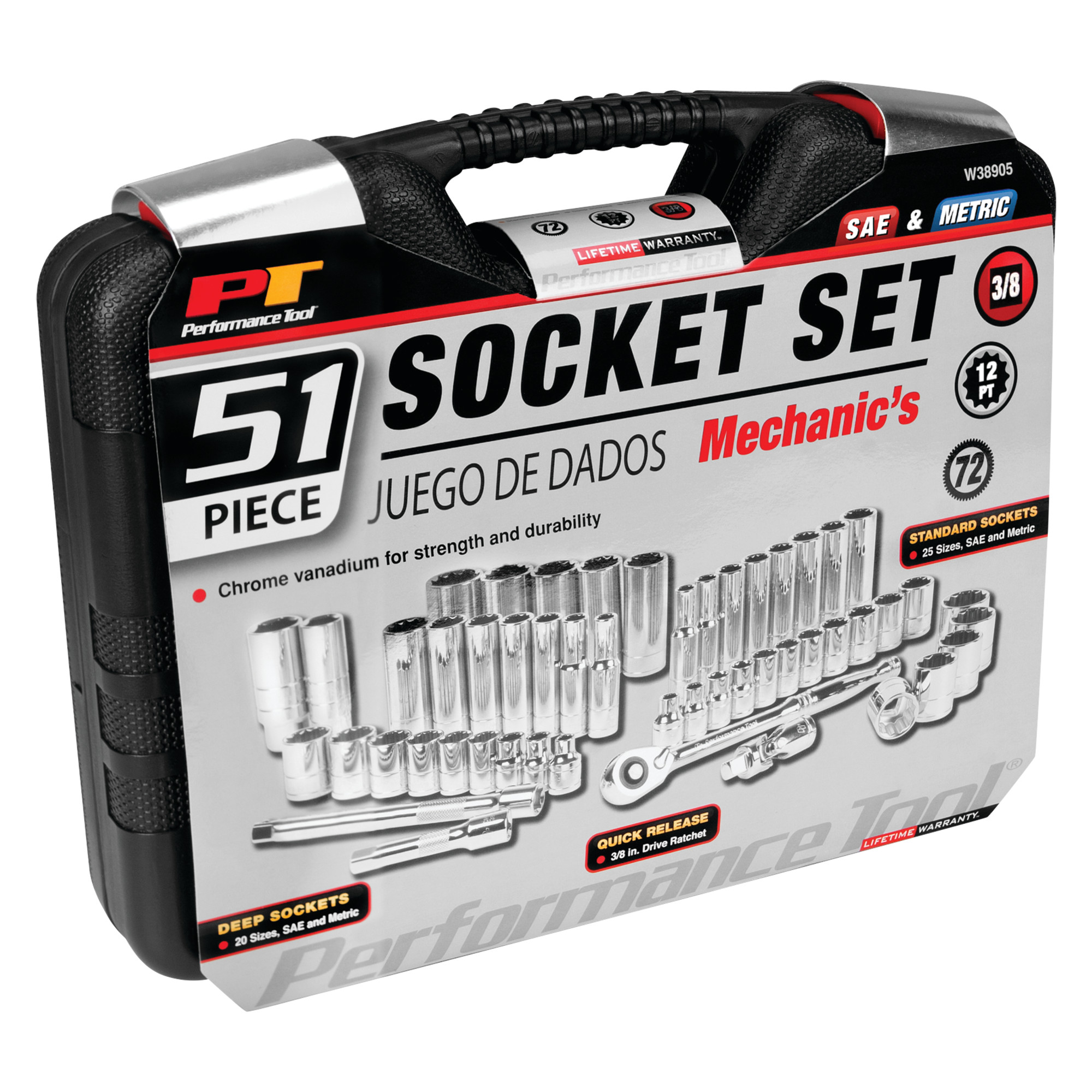 Wilmar Corp. / Performance Tool 51 Piece 3/8" Drive Mechanic's Socket Set