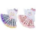 thumbnail image 5 of BULLPIANO Infant Baby Girl Summer Outfits Infant Print Romper Tutu Skirt Headband Baby Girl Clothes Set, 5 of 5