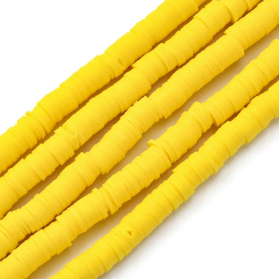 Handmade Polymer Clay Beads Strands for DIY Jewelry Crafts Supplies Heishi Beads Disc/Flat Round Yellow 8x0.5mm Hole: 2mm 350pcs/strand 15.75''(40cm)