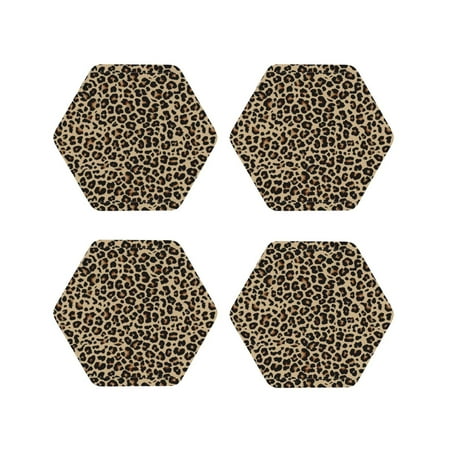 

Naloa Leopard Print-1 Leather Coasters for Drinks Durable Drink Coasters 4 Set for Tabletop Protection Luxurious Home Décor and Housewarming Gift ( {designName})Hexagon