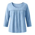 thumbnail image 6 of Sillenn Plus Size Gauze Shirts 3/4 Sleeve Cotton Linen Crewneck Pullover Tops Empire Waist Flowy Peplum Loose Tunic Blouses Lightweight Gauze Dressy Casual Office Work Basic Shirts Light Blue 3Xl, 6 of 6