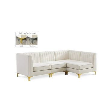 Meridian Furniture Alina Cream Velvet Modular Sectional