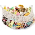 thumbnail image 1 of Large Stuffed Animal Storage Upgraded [in Wide/Handwoven Macrame/Cream] Toy Storage Net Hammock for Flat Wall Hardware Included, 1 of 7