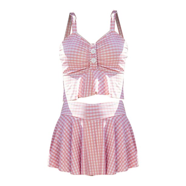 Gibobby Conjunto de bikini sexy Summer New Ladies sin mangas Sling Ruffle Top + Boxer Shorts Conjunto de traje de baño de moda(Rosa,XL)