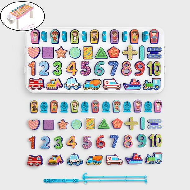 Tablero de rompecabezas de Pesca Juguetes de aprendizaje Clasificación de números Reconocimiento de formas Clasificación Bloque de - 5 en un Rosa XL Mesa 5 en 1 Rosa XL Baoblaze Tablero de rompecabezas
