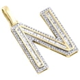 thumbnail image 4 of 10K Yellow Gold Baguette Diamond Letter N Mini Pendant 1.2" Initial Charm 5/8 CT, 4 of 6