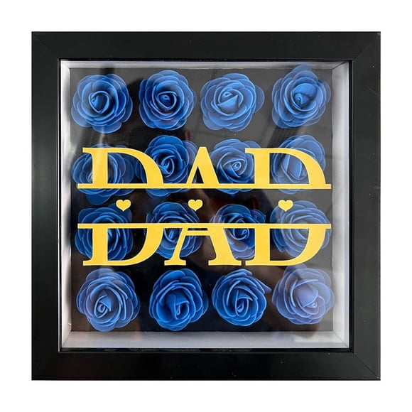 Desktop Ornament Handmade Shadow Photo Frame for Personalization with Name Blessings Eternal Rose Display Cabinet for Father’s Day Birthday and Home
