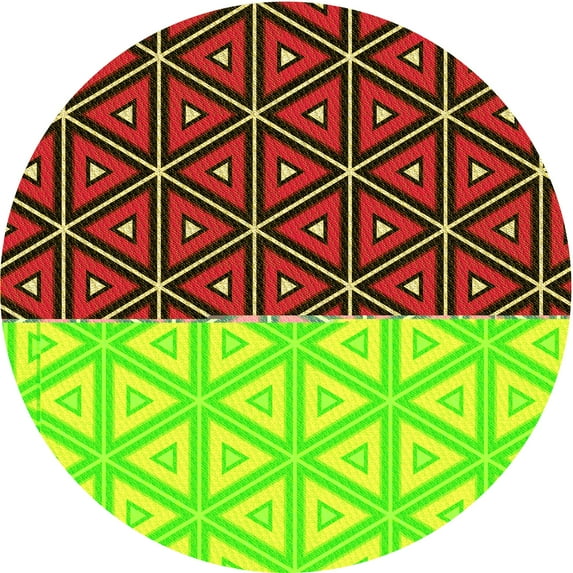 Ahgly Company Indoor Round Patterned Cranberry Red Area Rugs, 4' Round