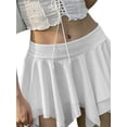 thumbnail image 4 of Coduop Women's Summer Pleated Skater Skirt Low Waist Irregular A-Line Mini Skirt, 4 of 7