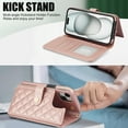 thumbnail image 2 of Case Wallet for iPhone 15, [Wristlet & Crossbody Strap] RFID Blocking 5 Card Slots Stand [Shockproof TPU Shell] PU Leather Magnetic Flip Cover Compatible with iPhone 15, Rosegold, 2 of 9