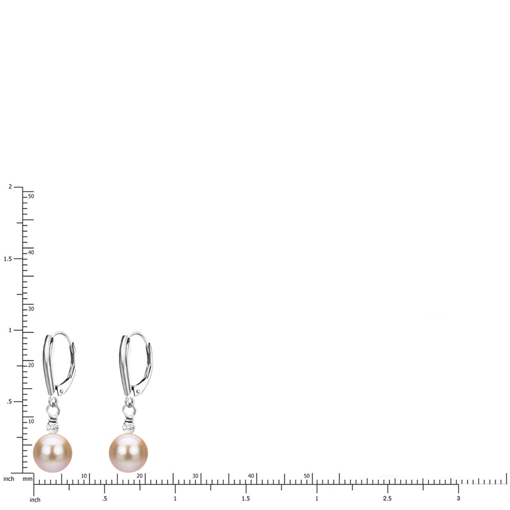 ADDURN Sterling Silver Pink Freshwater Pearl with Pyramid Beads/Shield Lever Back Earring. Variant Sizes Available.
